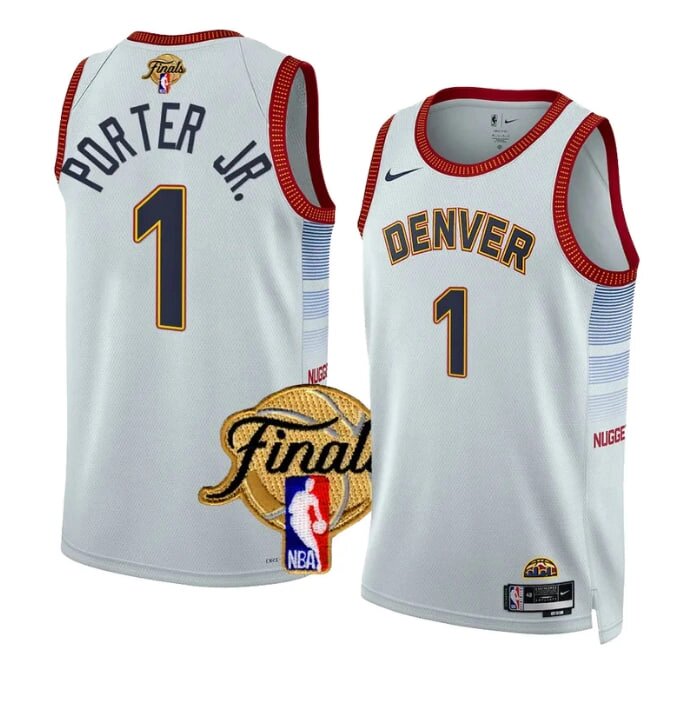 Баскетбольна форма 2023 Finals Nike NBA Denver Nuggets №1 Michael Porter Jr. White Print від компанії Basket Family - фото 1
