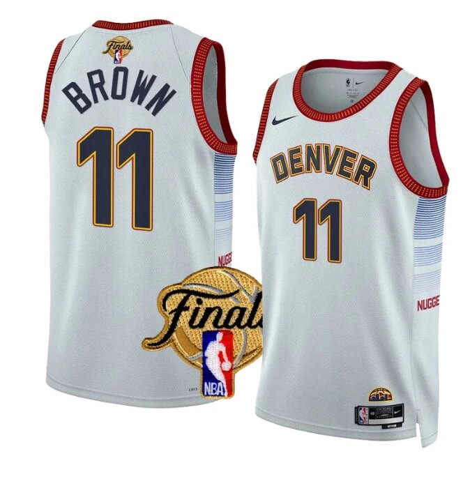 Баскетбольна форма 2023 Finals Nike NBA Denver Nuggets №11 Bruce Brown White Print від компанії Basket Family - фото 1