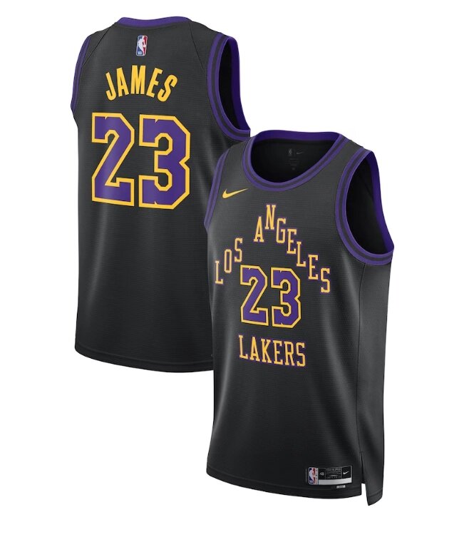 Баскетбольна форма Nike 2023-2024 NBA Los Angeles Lakers №23 Lebron James Black Print від компанії Basket Family - фото 1