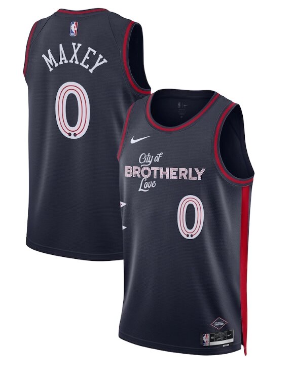 Баскетбольна форма Nike 2023-2024 NBA Philadelphia 76ers №0 Tyrese Maxey Black Print від компанії Basket Family - фото 1