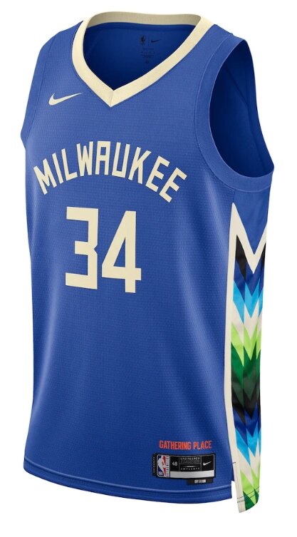 Баскетбольна форма Nike Bucks №34 Giannis Antetokounmpo Blue Print від компанії Basket Family - фото 1