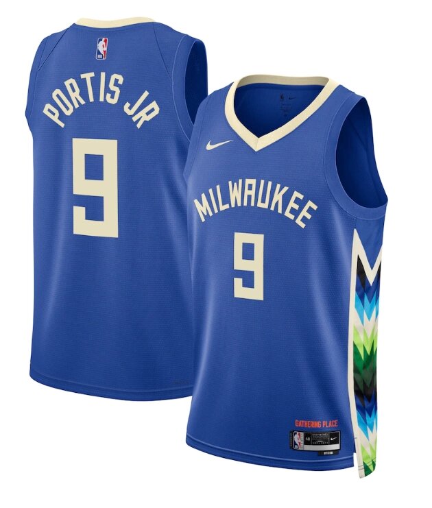 Баскетбольна форма Nike Bucks №9 Bobby Portis Blue Print від компанії Basket Family - фото 1