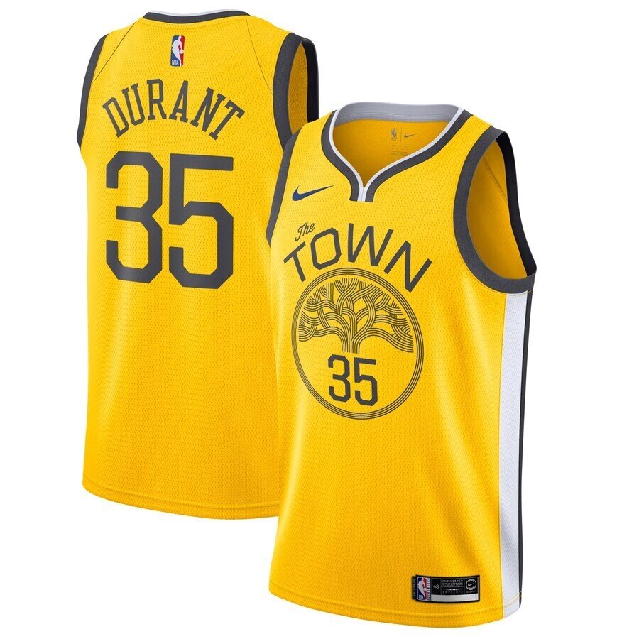 Баскетбольна форма Nike NBA Golden State Warriors №35 Kevin Durant the TOWN жовта від компанії Basket Family - фото 1