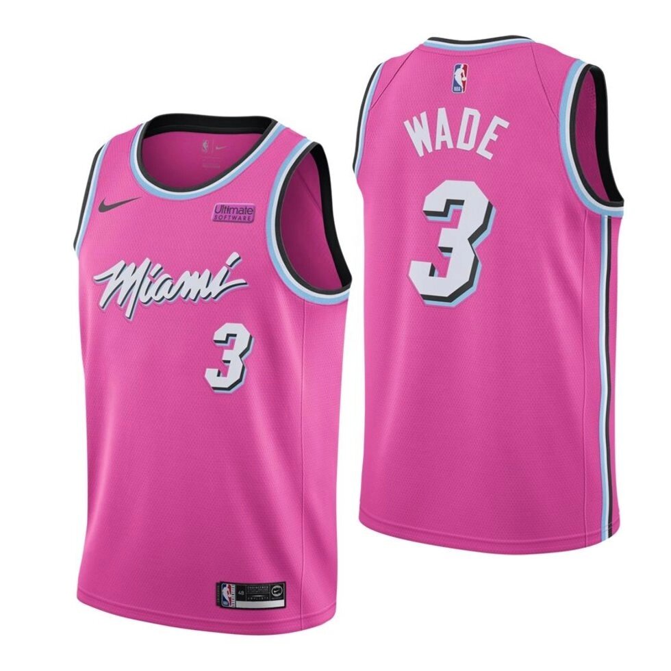 Баскетбольна форма Nike NBA Miami Heat №3 Dwyane Wade рожева print від компанії Basket Family - фото 1