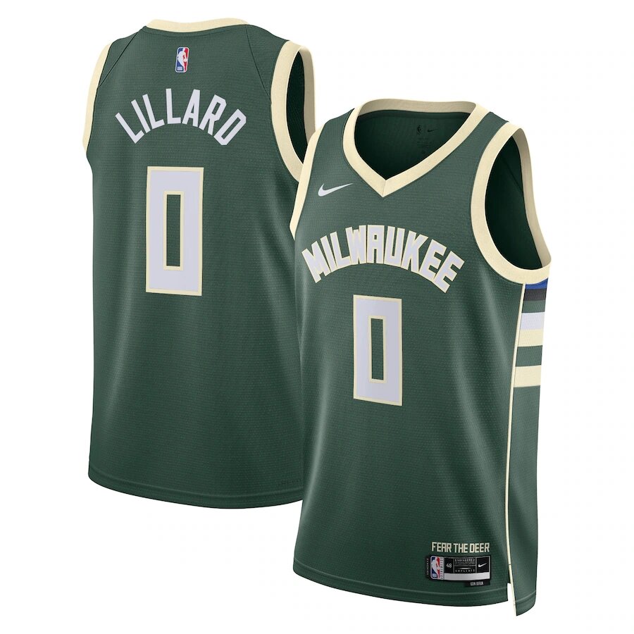 Баскетбольна форма Nike NBA Milwaukee Bucks №0 Damian Lillard Green від компанії Basket Family - фото 1
