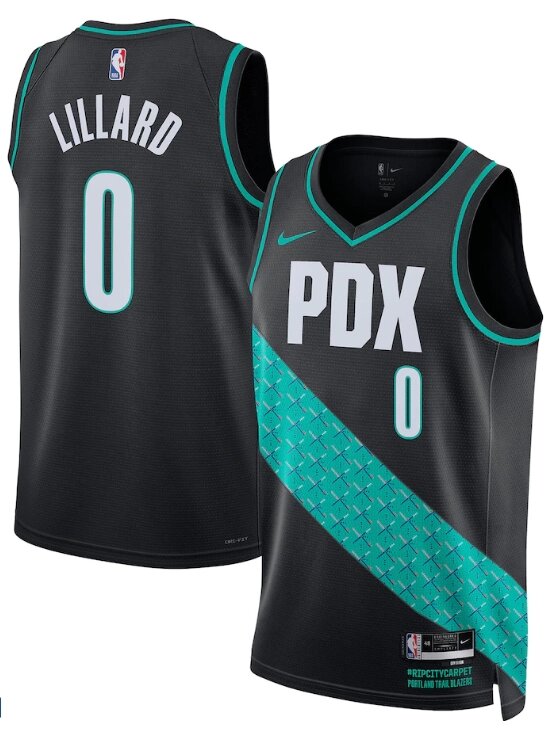 Баскетбольна форма Nike NBA Portland Trail Blazers №0 Damian Lillard Black Print від компанії Basket Family - фото 1