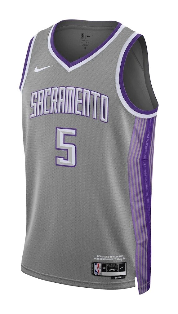 Баскетбольна форма Nike NBA Sacramento Kings №5 DeAaron Fox Grey від компанії Basket Family - фото 1