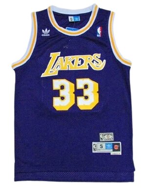 Баскетбольна майка NBA Los Angeles Lakers № 33 Kareem Abdul-Jabbar синя ретро від компанії Basket Family - фото 1