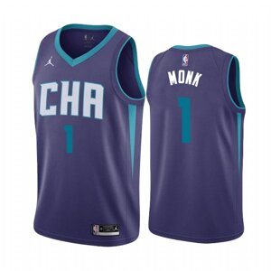 Баскетбольная джерси 2021 Jordan NBA Charlotte Hornets №1 Malik Monk City Edition purple print