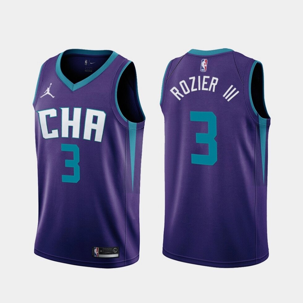 Баскетбольная джерси 2021 Jordan NBA Charlotte Hornets №3 Terry Rozier City Edition purple print від компанії Basket Family - фото 1