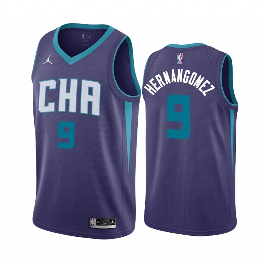 Баскетбольная джерси 2021 Jordan NBA Charlotte Hornets №9 Willy Hernangómez City Edition purple print від компанії Basket Family - фото 1