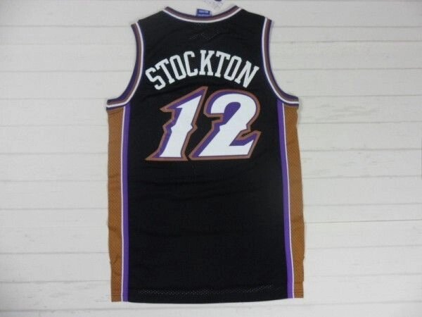 Баскетбольная джерси NBA Utah Jazz № 12 John Stockton черная ретро