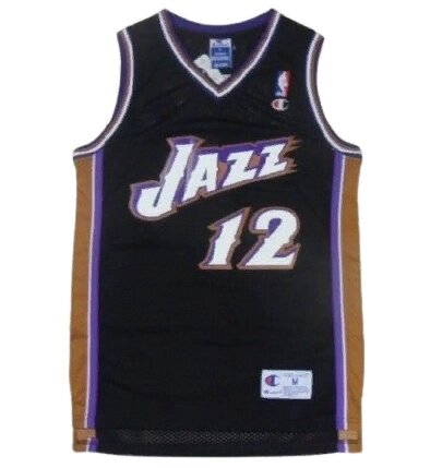Баскетбольная джерси NBA Utah Jazz № 12 John Stockton черная ретро