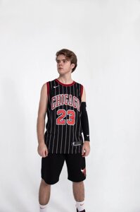 Баскетбольна джерсі Nike Chicago Bulls №23 Michael Jordan чорна в смужку