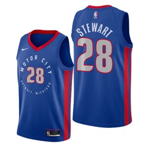 Баскетбольна джерсі Nike NBA Detroit Pistons №28 Айзейя Стюарт синя print