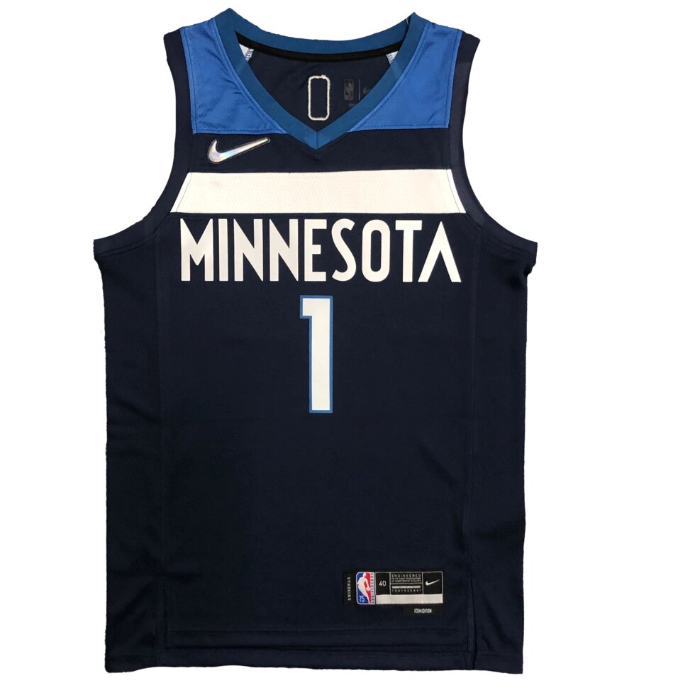 Баскетбольная джерси Nike NBA Minnesota Timberwolves №1 Anthony Edwards Blue Print від компанії Basket Family - фото 1