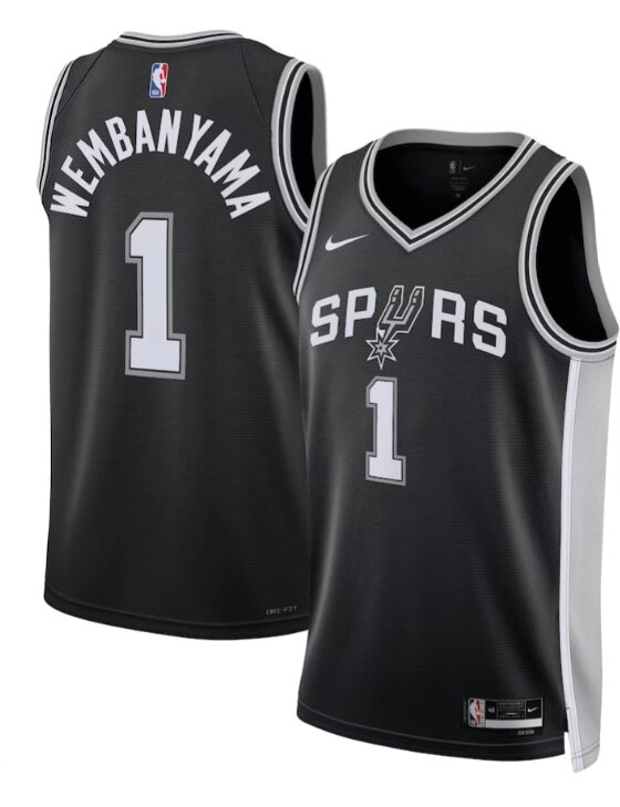 Баскетбольная джерси Nike NBA San Antonio Spurs №1 Victor Wembanyama Black Print від компанії Basket Family - фото 1