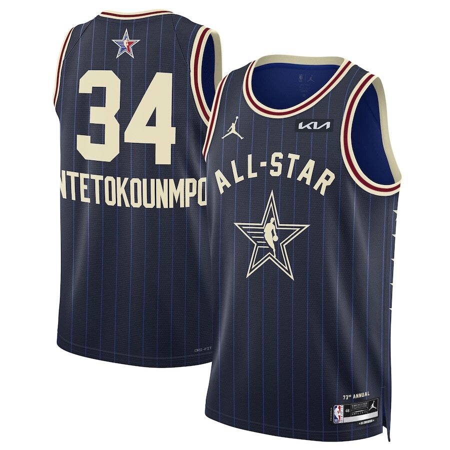 Баскетбольная форма Jordan 2024 NBA All-Star №34 Giannis Antetokounmpo Blue Print від компанії Basket Family - фото 1