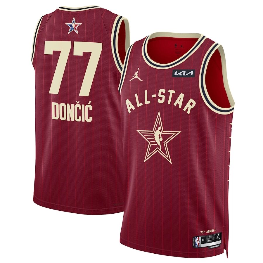 Баскетбольная форма Jordan 2024 NBA All-Star №77 Luka Doncic Red Print від компанії Basket Family - фото 1