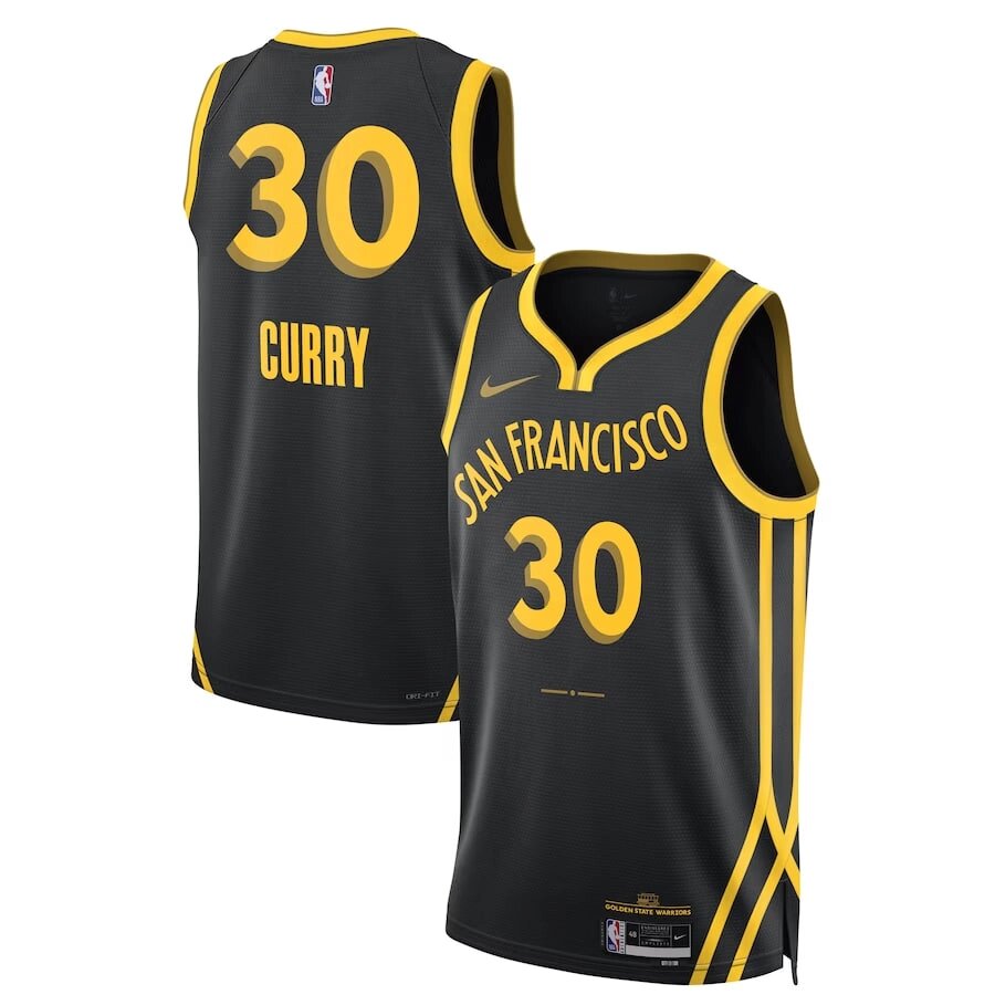 Баскетбольная форма Nike 2023-24 NBA Golden State Warriors №30 Steph Curry black print від компанії Basket Family - фото 1