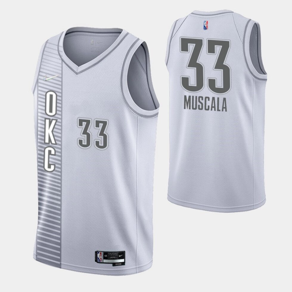 Баскетбольний джерсі Нік НБА Оклахома-Сіті Грім №33 Майк Мускула білий друк від компанії Basket Family - фото 1