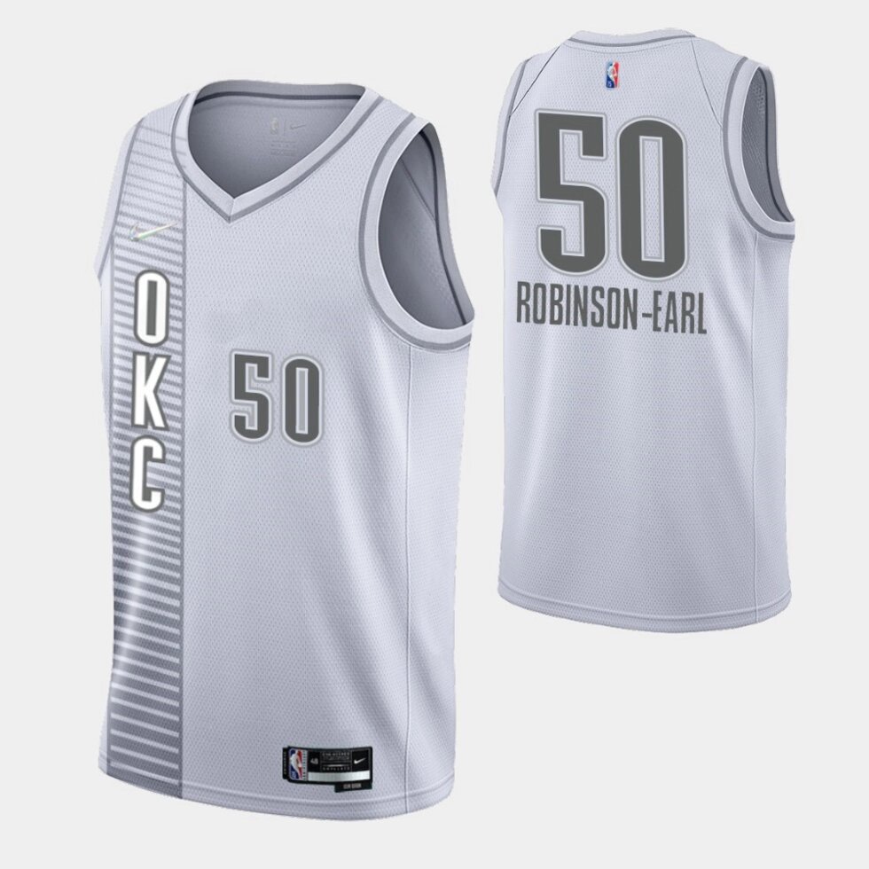 Баскетбольний джерсі Nike Nba Oklahoma City Thunder No. 50 Jeremiah Robinson-Earl White Print від компанії Basket Family - фото 1