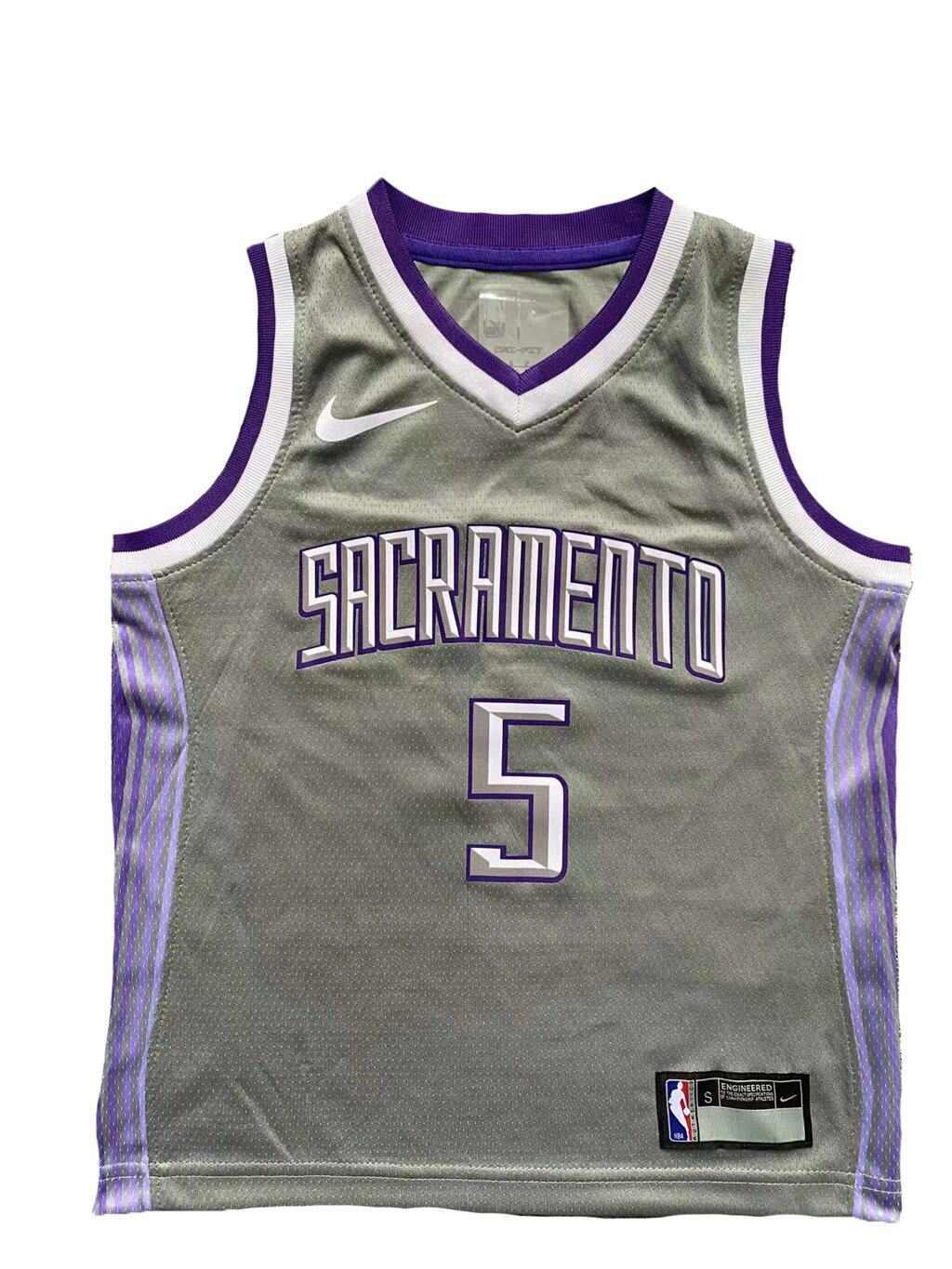 Дитячі баскетбольні джерсі Nike NBA клуб Sacramento Kings №5 De'Aaron Fox Тайланд Grey від компанії Basket Family - фото 1