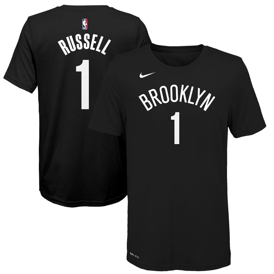 Футболки чорні Brooklyn Nets №1 D'Angelo Russell від компанії Basket Family - фото 1