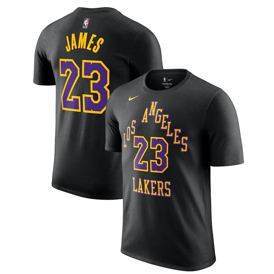 Футболки чорні логотип Los Angeles Lakers NBA LeBron James від компанії Basket Family - фото 1