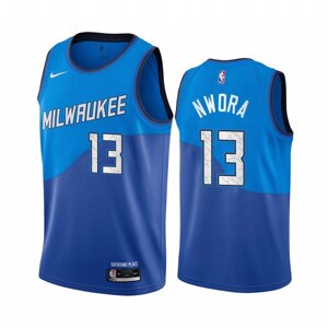 Баскетбольна джерсі Nike Bucks №13 Джордан Нвора синя print