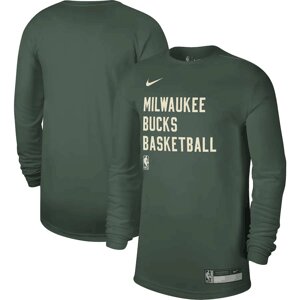 Men's Milwaukee Bucks Nike Green Practice Legend Performance Long Sleeve T-Shirt