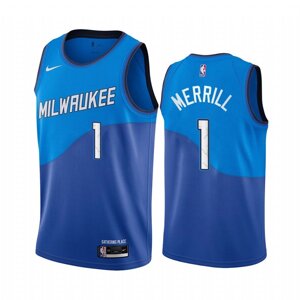 Баскетбольна джерсі Nike Bucks №1 Sam Merrill синя print