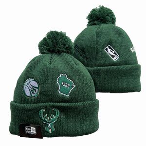 В'язані зимові шапки з логотипами NBA Milwaukee Bucks