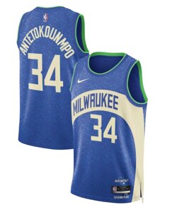 Баскетбольна форма Nike 2023-2024 NBA Milwaukee Bucks №34 Giannis Antetokounmpo Blue Print