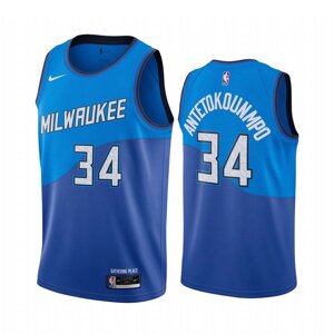 Баскетбольна джерсі Nike Bucks №34 Giannis Antetokounmpo синя print