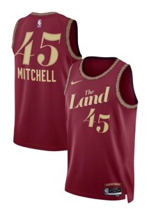 Баскетбольна джерси Nike NBA Cleveland Cavaliers №45 Donovan Mitchell бордовий print