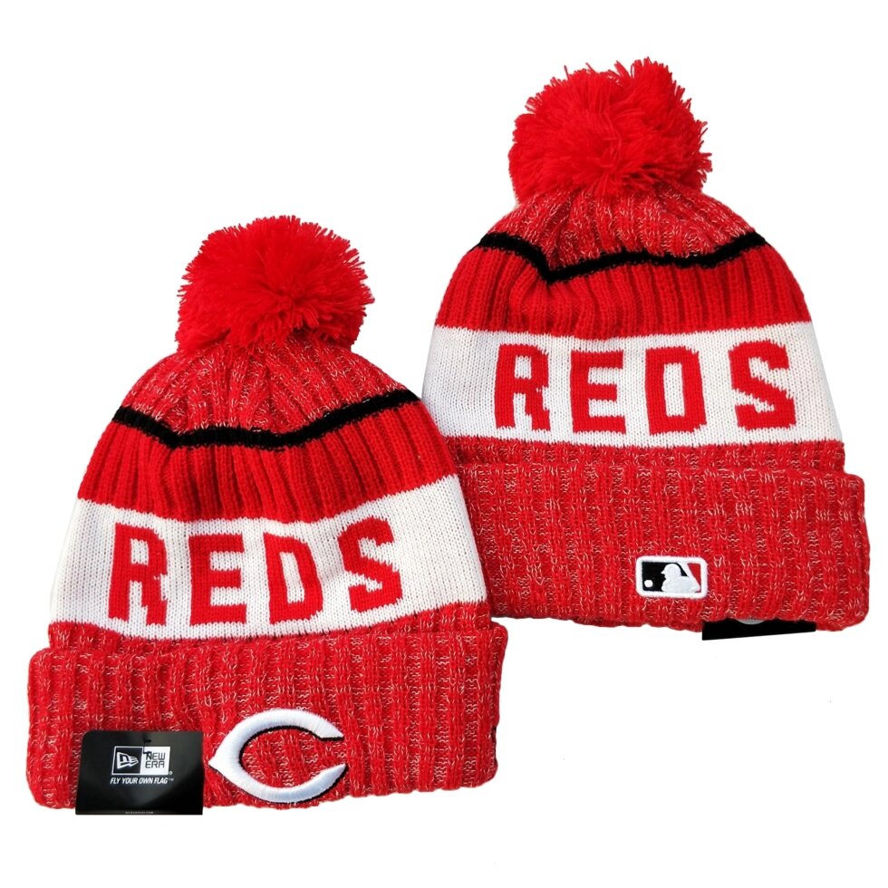В'язані зимові шапки з логотипами MLB Cincinnati Reds від компанії Basket Family - фото 1