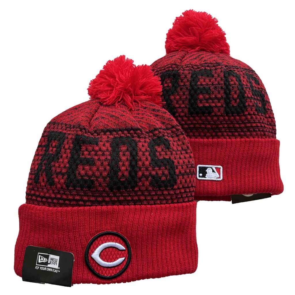 В'язані зимові шапки з логотипами MLB Cincinnati Reds від компанії Basket Family - фото 1