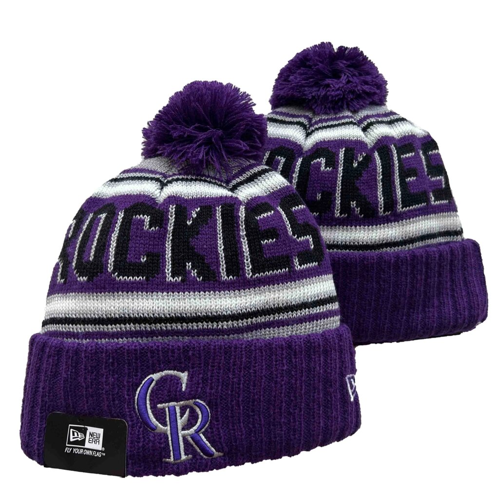 В'язані зимові шапки з логотипами MLB Colorado Rockies від компанії Basket Family - фото 1