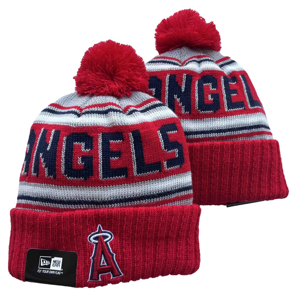 В'язані зимові шапки з логотипами MLB Los Angeles Angels від компанії Basket Family - фото 1