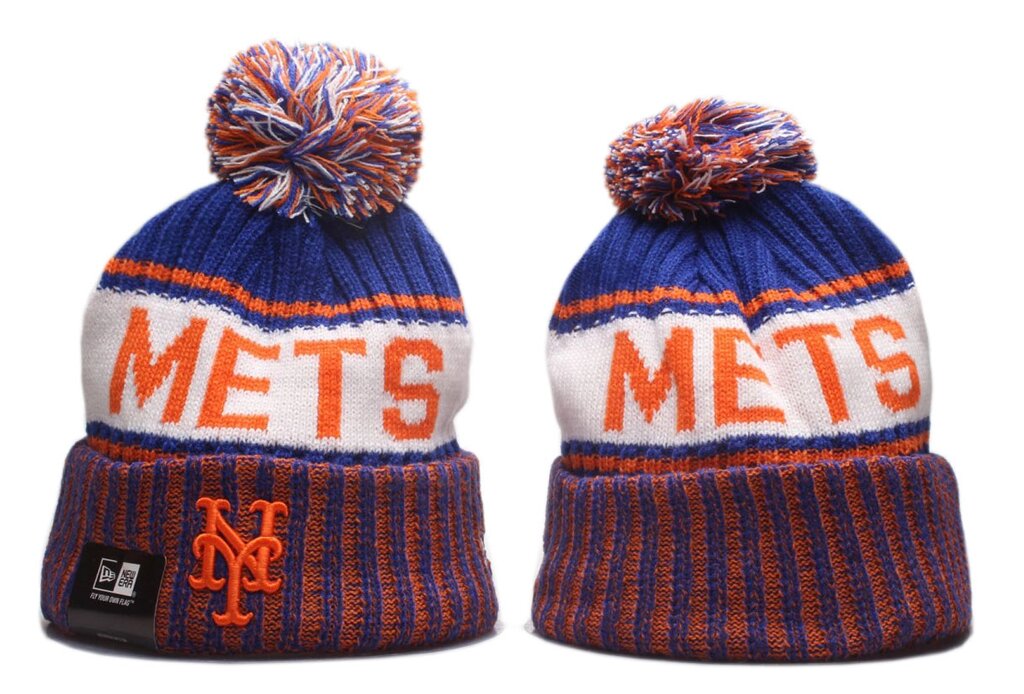 В'язані зимові шапки з логотипами MLB New York Mets від компанії Basket Family - фото 1