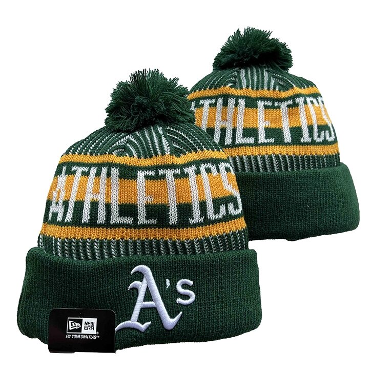 В'язані зимові шапки з логотипами MLB Oakland Athletics від компанії Basket Family - фото 1