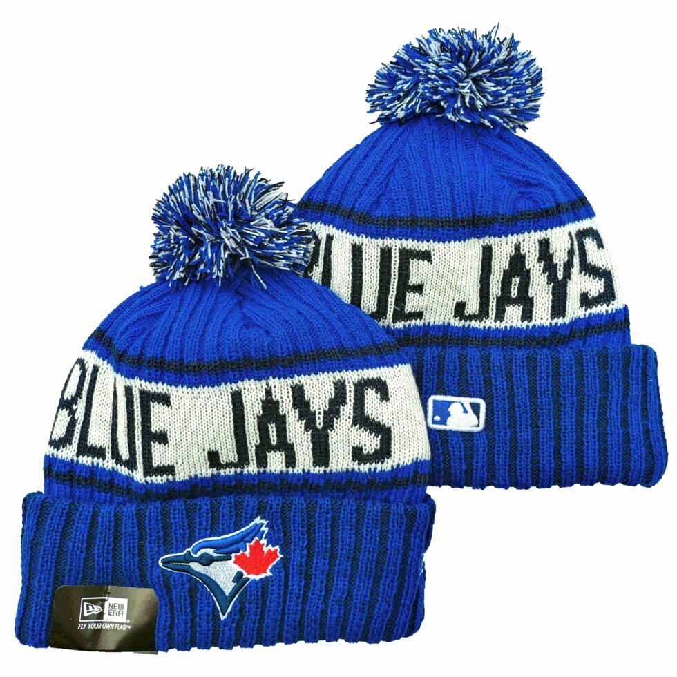 В'язані зимові шапки з логотипами MLB Toronto Blue Jays від компанії Basket Family - фото 1