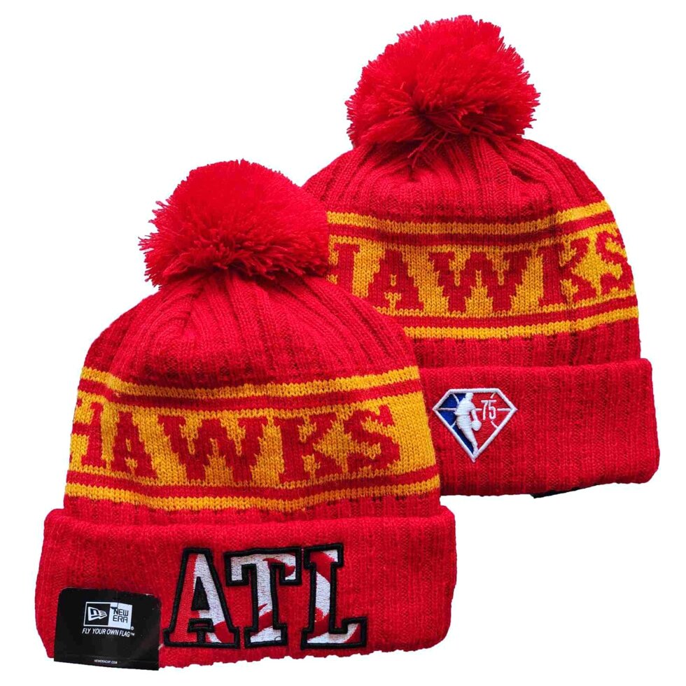 В'язані зимові шапки з логотипами NBA Atlanta Hawks від компанії Basket Family - фото 1