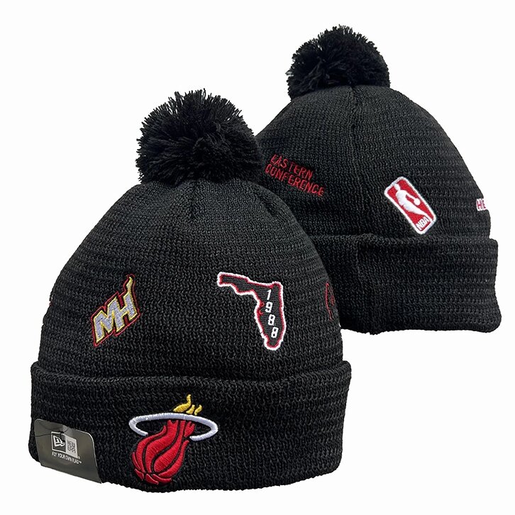 В'язані зимові шапки з логотипами NBA Miami Heat від компанії Basket Family - фото 1