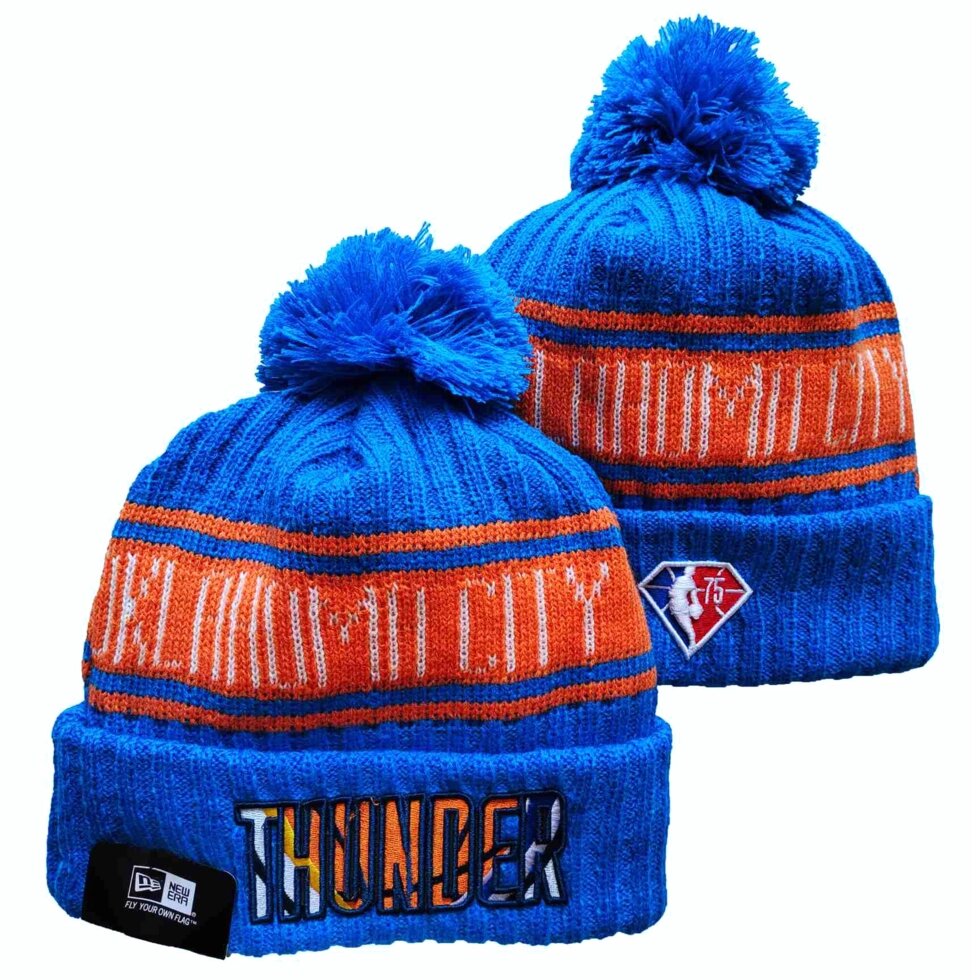 В'язані зимові шапки з логотипами NBA Oklahoma City Thunder від компанії Basket Family - фото 1