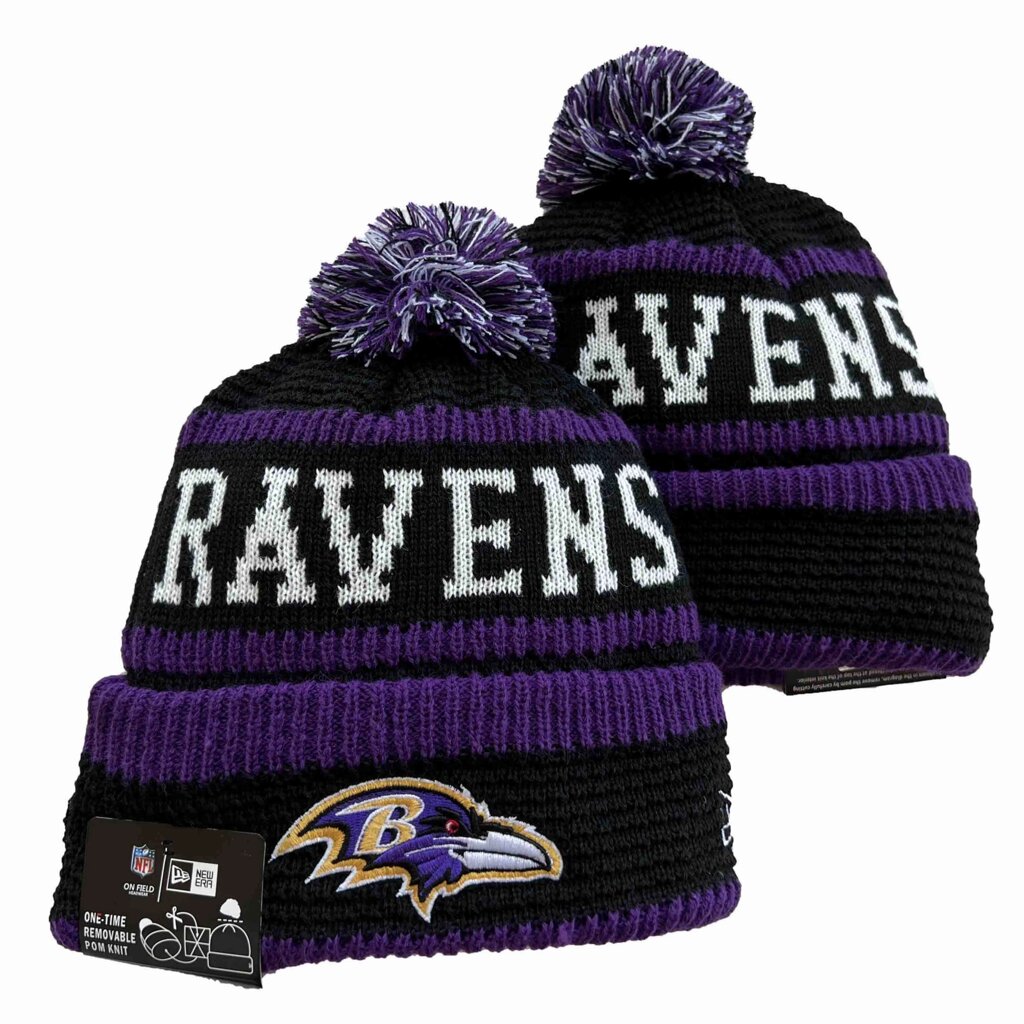 В'язані зимові шапки з логотипами NFL Baltimore Ravens від компанії Basket Family - фото 1