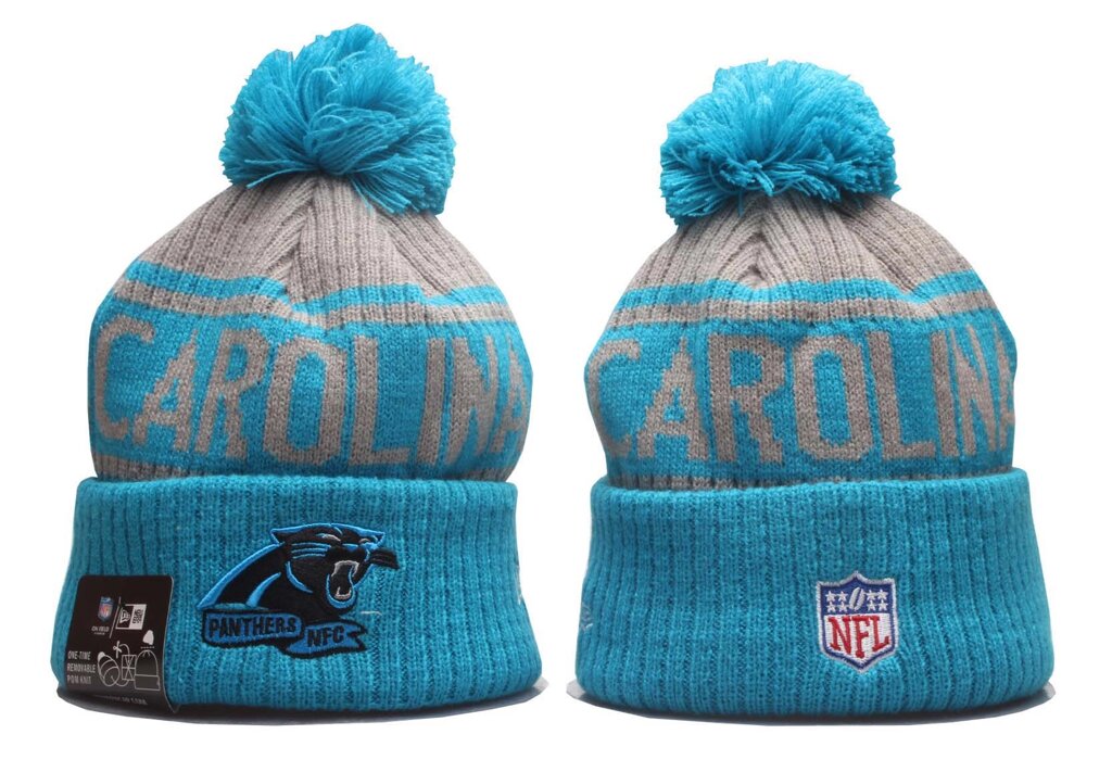 В'язані зимові шапки з логотипами NFL Carolina Panthers від компанії Basket Family - фото 1