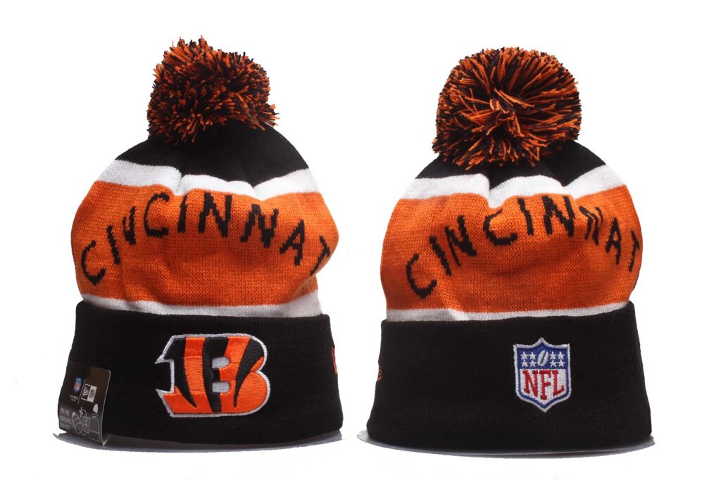 В'язані зимові шапки з логотипами NFL Cincinnati Bengals від компанії Basket Family - фото 1