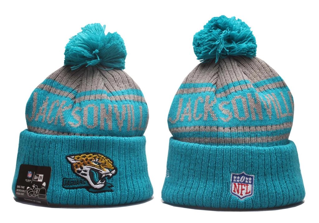 В'язані зимові шапки з логотипами NFL Jacksonville Jaguars від компанії Basket Family - фото 1
